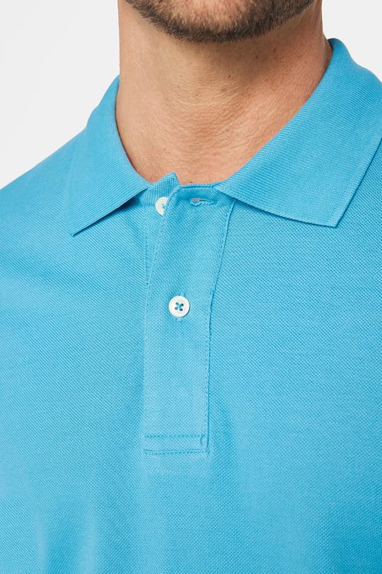 Erkek Slim Fit Dar Kesim %100 Pamuk Düz Pike Mavi Polo Yaka Tişört