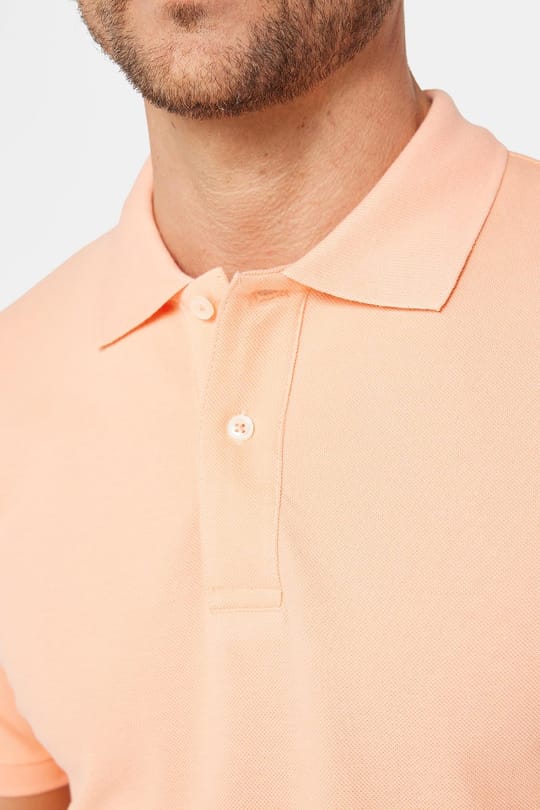 Erkek Slim Fit Dar Kesim %100 Pamuk Düz Pike Somon Renk Polo Yaka Tişört