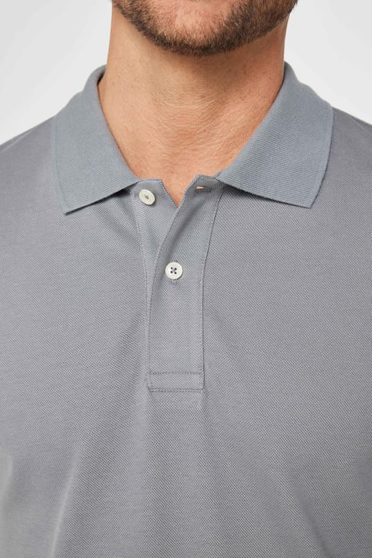 Erkek Slim Fit Dar Kesim %100 Pamuk Düz Pike Gri Polo Yaka Tişört