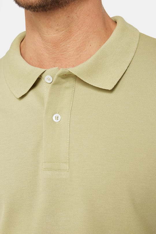 Erkek Slim Fit Dar Kesim %100 Pamuk Düz Pike Yeşil Polo Yaka Tişört