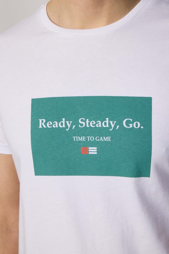 Erkek Slim Fit Dar Kesim %100 Pamuk Yumuşak Dokulu Baskılı Beyaz Bisiklet Yaka Tişört