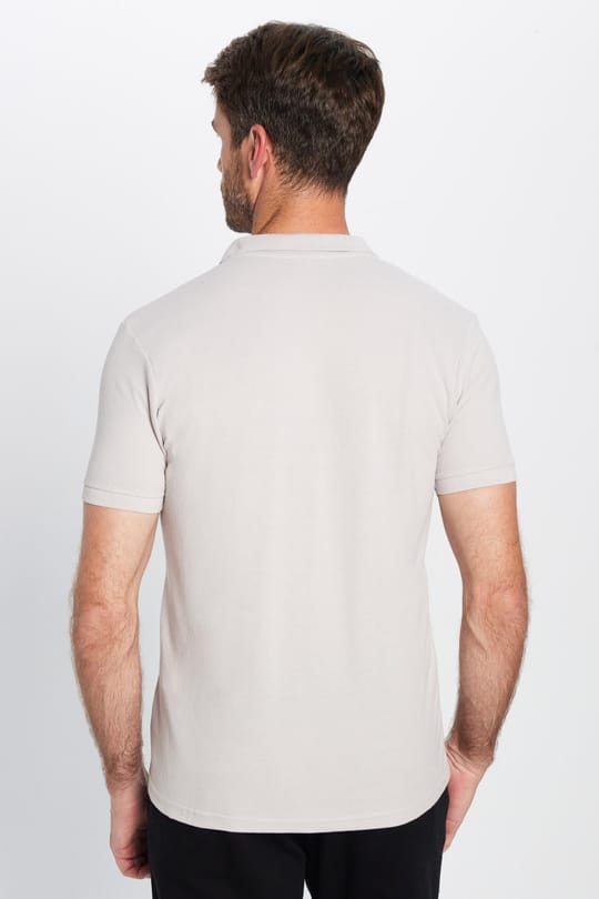 Erkek Slim Fit Dar Kesim Pamuklu Yumuşak Doku Nefes Alan Kumaş Kıvrılmaz Yaka Gri Polo Yaka Tişört
