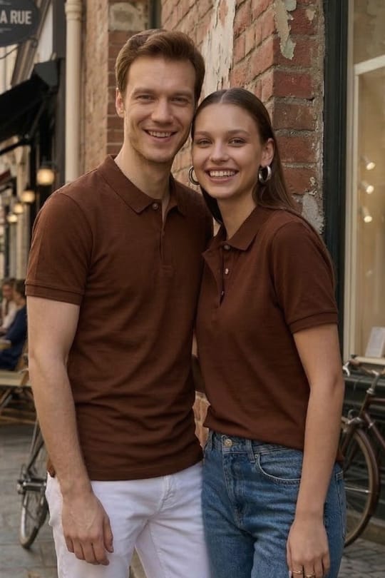 Erkek Slim Fit Dar Kesim Pamuklu Yumuşak Doku Nefes Alan Kumaş Kahverengi Polo Yaka Tişört