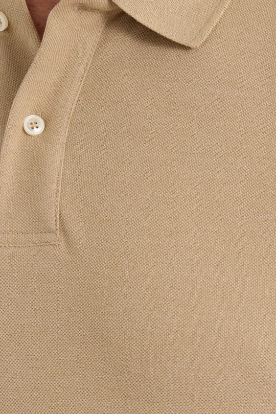 Erkek Slim Fit Dar Kesim Pamuklu Yumuşak Dokulu Serin Tutan Kumaş Düz Pike Bej Polo Yaka Tişört