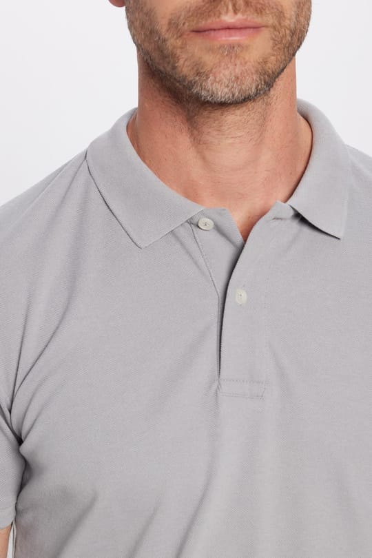 Erkek Slim Fit Dar Kesim Pamuklu Yumuşak Dokulu Serin Tutan Kumaş Düz Pike Gri Polo Yaka Tişört