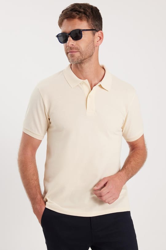 Erkek Slim Fit Dar Kesim Pamuklu Yumuşak Dokulu Serin Tutan Kumaş Düz Pike Sarı Polo Yaka Tişört