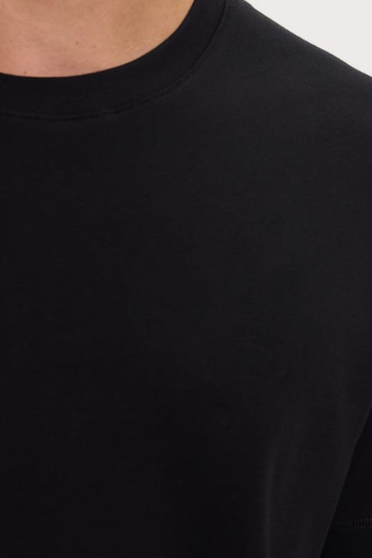 Unisex Relax Fit Rahat Kesim %100 Pamuk Yumuşak Dokulu Hafif Kalın Basic Bisiklet Yaka Siyah Tişört