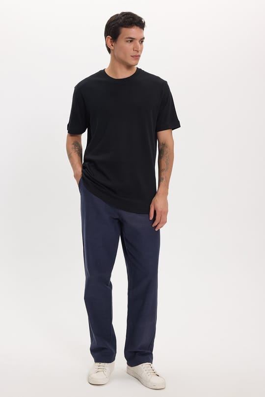 Unisex Relax Fit Rahat Kesim %100 Pamuk Yumuşak Dokulu Hafif Kalın Basic Bisiklet Yaka Siyah Tişört