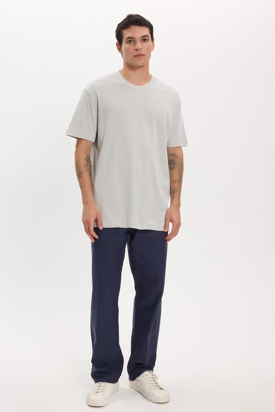 Unisex Relax Fit Rahat Kesim %100 Pamuk Yumuşak Dokulu Hafif Kalın Basic Bisiklet Yaka Gri Tişört