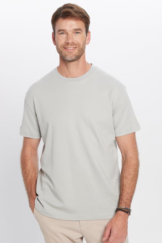 Unisex Relax Fit Rahat Kesim %100 Pamuk Yumuşak Dokulu Basic Bisiklet Yaka Gri Tişört