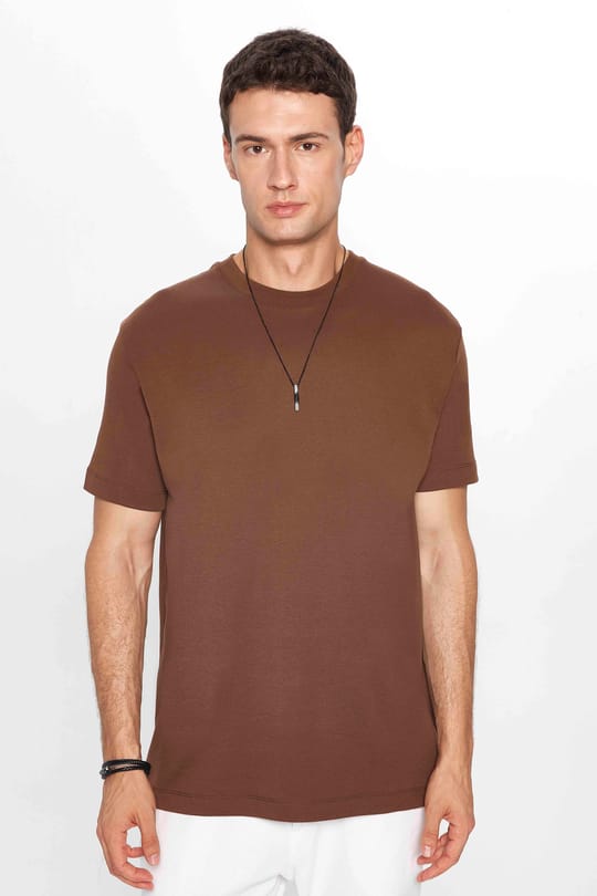 Unisex Relax Fit Rahat Kesim %100 Pamuk Yumuşak Dokulu Hafif Kalın Basic Bisiklet Yaka Taş Tişört