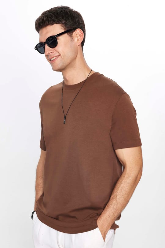 Unisex Relax Fit Rahat Kesim %100 Pamuk Yumuşak Dokulu Basic Bisiklet Yaka Taş Tişört