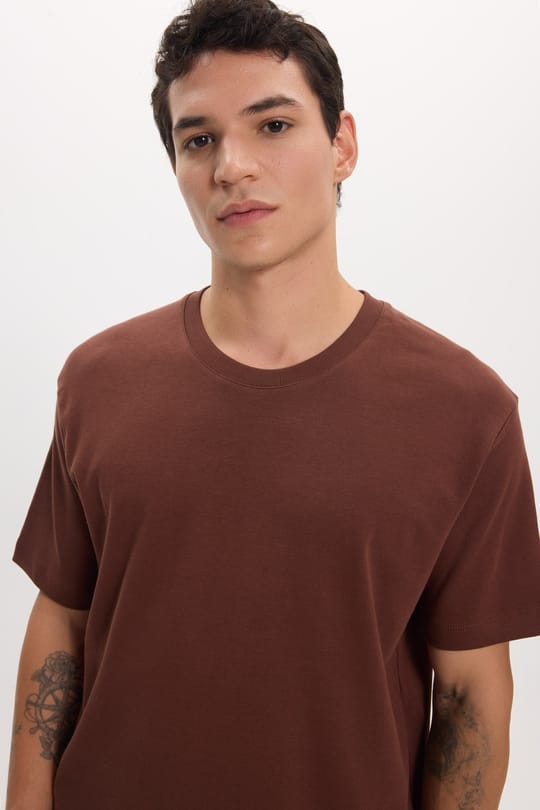 Unisex Relax Fit Rahat Kesim %100 Pamuk Yumuşak Dokulu Hafif Kalın Basic Bisiklet Yaka Taş Tişört