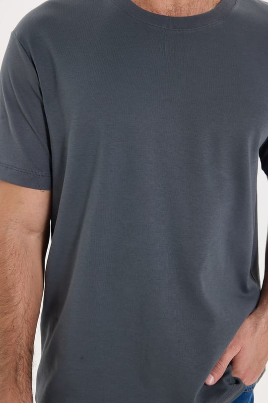 Unisex Relax Fit Rahat Kesim %100 Pamuk Yumuşak Dokulu Hafif Kalın Füme Bisiklet Yaka Tişört
