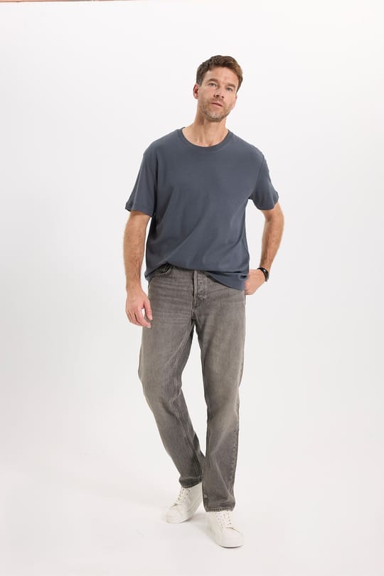 Unisex Relax Fit Rahat Kesim %100 Pamuk Yumuşak Dokulu Hafif Kalın Füme Bisiklet Yaka Tişört