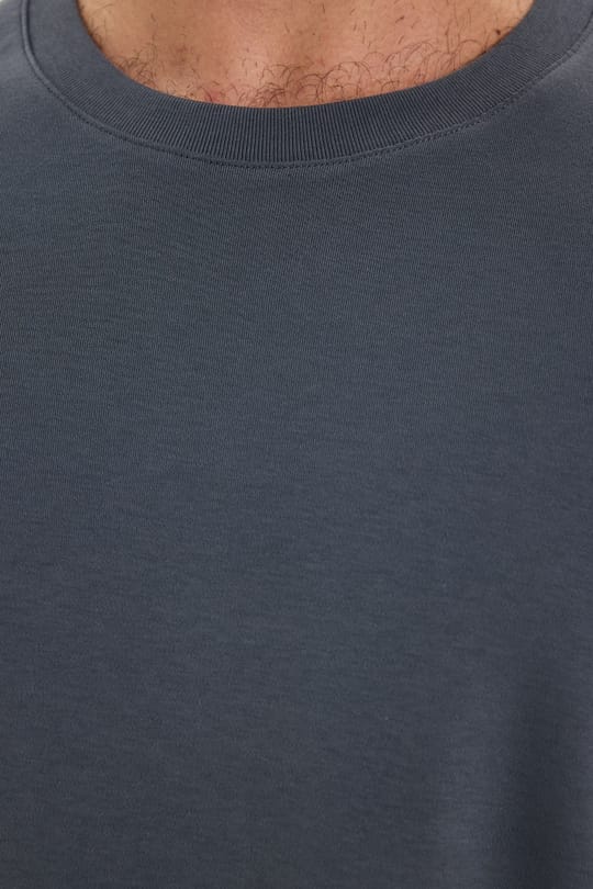 Unisex Relax Fit Rahat Kesim %100 Pamuk Yumuşak Dokulu Hafif Kalın Füme Bisiklet Yaka Tişört