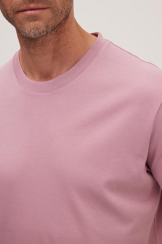 Unisex Relax Fit Rahat Kesim %100 Pamuk Yumuşak Dokulu Hafif Kalın Lila Bisiklet Yaka Tişört