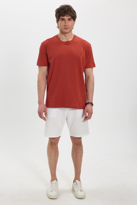 Unisex Relax Fit Rahat Kesim %100 Pamuk Yumuşak Dokulu Hafif Kalın Kiremit Bisiklet Yaka Tişört