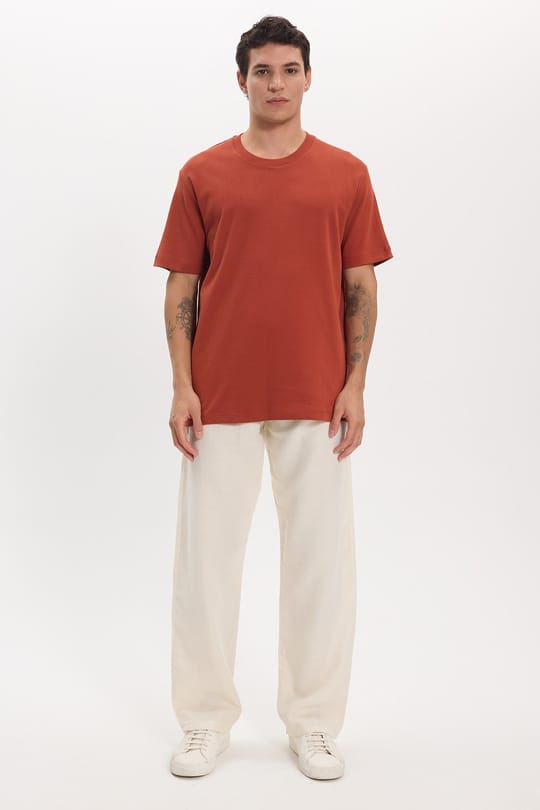 Unisex Relax Fit Rahat Kesim %100 Pamuk Yumuşak Dokulu Hafif Kalın Kiremit Bisiklet Yaka Tişört