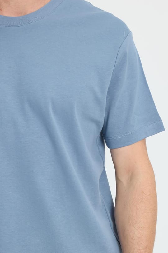 Unisex Relax Fit Rahat Kesim %100 Pamuk Yumuşak Dokulu Hafif Kalın Basic Bisiklet Yaka Mavi Tişört