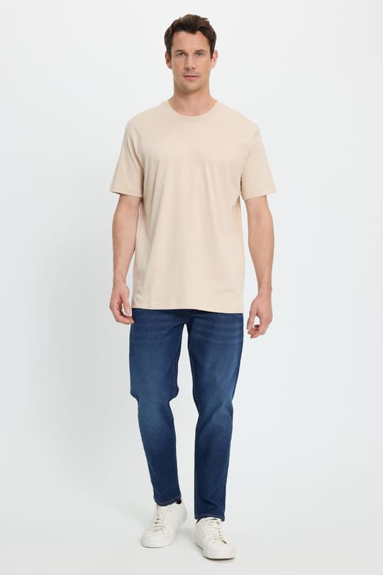 Unisex Relax Fit Rahat Kesim %100 Pamuk Yumuşak Dokulu Hafif Kalın Basic Bisiklet Yaka Taş Tişört