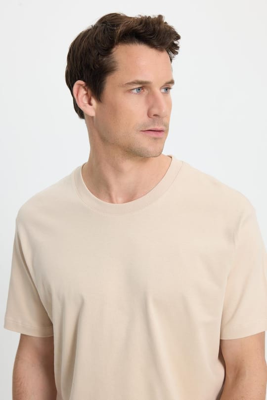 Unisex Relax Fit Rahat Kesim %100 Pamuk Yumuşak Dokulu Hafif Kalın Basic Bisiklet Yaka Taş Tişört