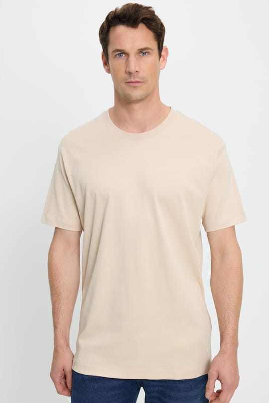 Unisex Relax Fit Rahat Kesim %100 Pamuk Yumuşak Dokulu Hafif Kalın Basic Bisiklet Yaka Taş Tişört