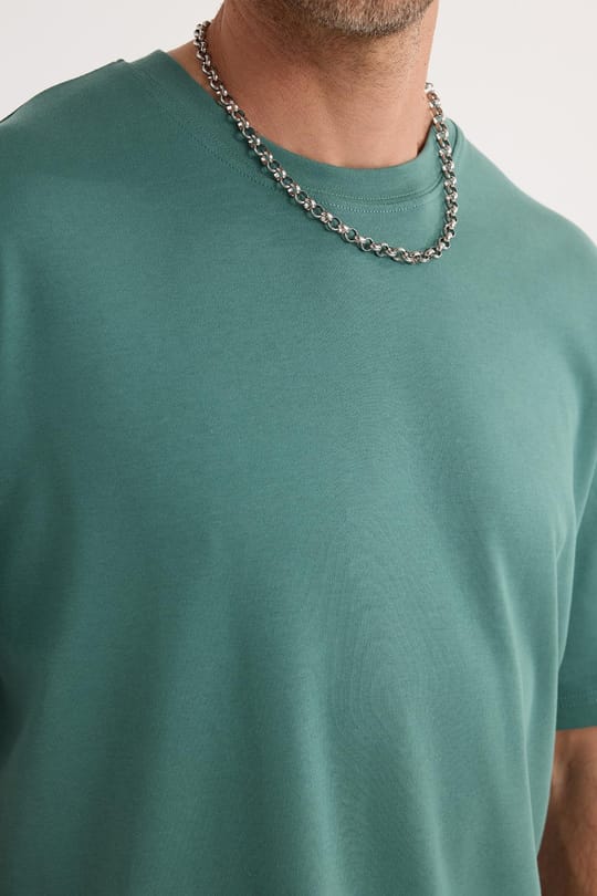 Unisex Oversize Geniş Kesim %100 Pamuk Yumuşak Dokulu Basic Bisiklet Yaka Yeşil Tişört