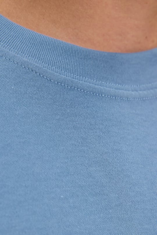 Unisex Oversize Geniş Kesim %100 Pamuk Yumuşak Dokulu Basic Bisiklet Yaka İndigo Tişört