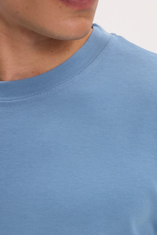 Unisex Oversize Geniş Kesim %100 Pamuk Yumuşak Dokulu Basic Bisiklet Yaka İndigo Tişört