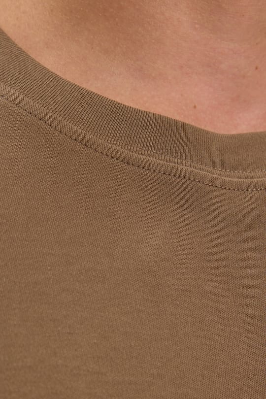 Unisex Oversize Geniş Kesim %100 Pamuk Yumuşak Dokulu Basic Bisiklet Yaka Kahverengi Tişört