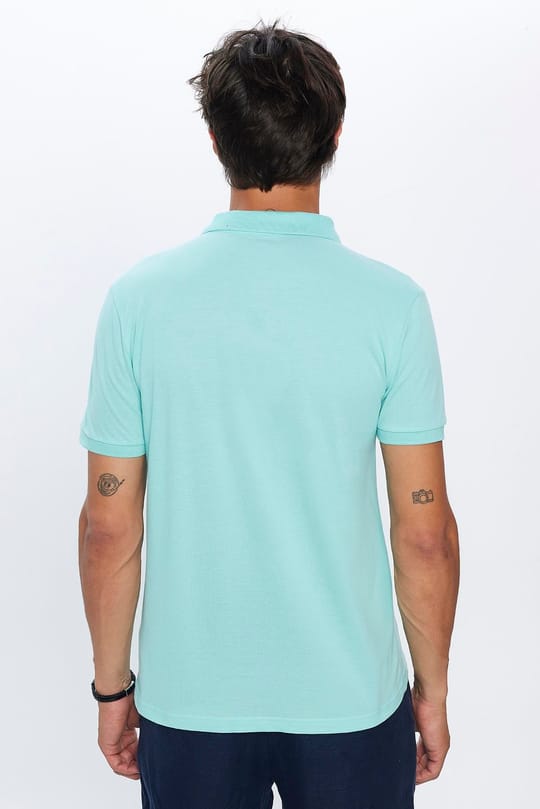 Erkek Slim Fit Dar Kesim %100 Pamuk Yumuşak Dokulu Düz Pike Mint Renk Polo Yaka Tişört