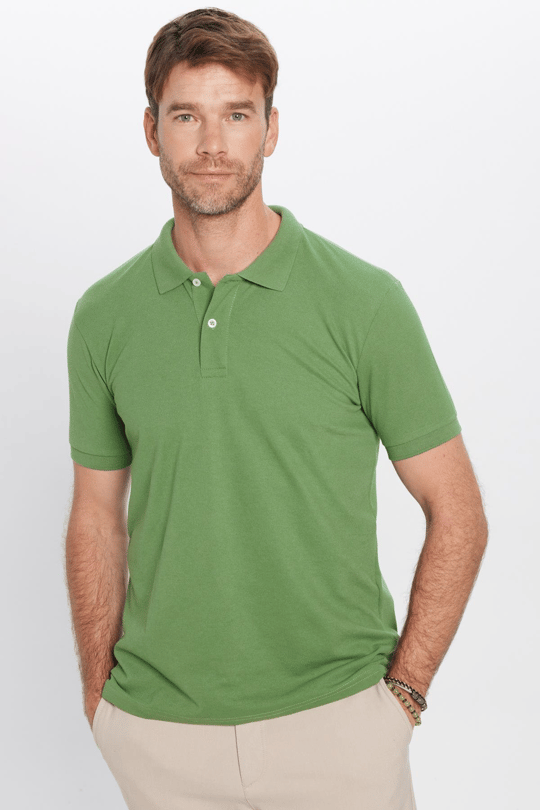 Erkek 5li Paket K. Sax-Sarı-Turuncu-Yeşil-Beyaz Slim Fit Dar Kesim Pamuklu Düz Pike Polo Yaka Tişört
