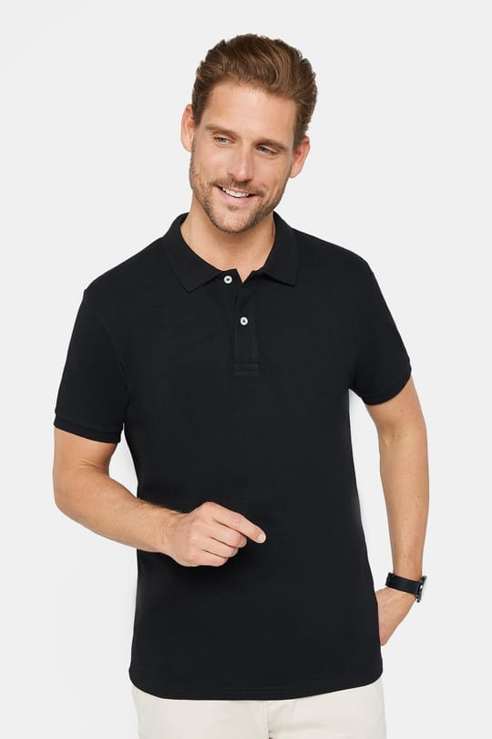 Erkek 5li Paket Siyah-Saks Mavi-Kahverengi-Haki-Gri Slim Fit Pamuklu Düz Pike Polo Yaka Tişört