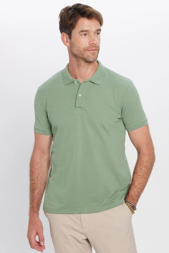 Erkek 5li Paket Saks Mavi-Bordo-Su Yeşili-Mavi-Gri Slim Fit Pamuklu Düz Pike Polo Yaka Tişört