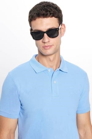 Erkek 5li Paket Siyah-Yeşil-Kahverengi-Mavi-Vizon Slim Fit Dar Kesim Pamuklu Düz Pike Polo Yaka Tişört