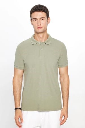 Erkek 5li Paket Siyah-Yeşil-Kahverengi-Mavi-Vizon Slim Fit Dar Kesim Pamuklu Düz Pike Polo Yaka Tişört
