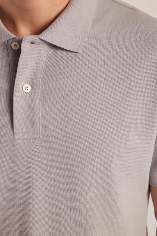 Erkek Slim Fit Dar Kesim %100 Pamuk Gri Polo Yaka Tişört