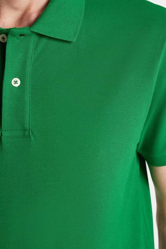 Erkek Slim Fit Dar Kesim %100 Pamuk Yeşil Polo Yaka Tişört