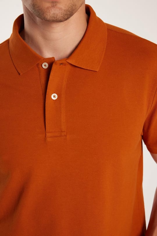Erkek Slim Fit Dar Kesim %100 Pamuk Kiremit Polo Yaka Tişört