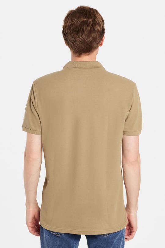Erkek Slim Fit Dar Kesim %100 Pamuk Haki Polo Yaka Tişört