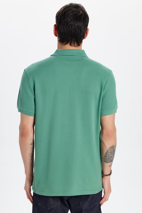 Erkek Slim Fit Dar Kesim %100 Pamuk Yeşil Polo Yaka Tişört