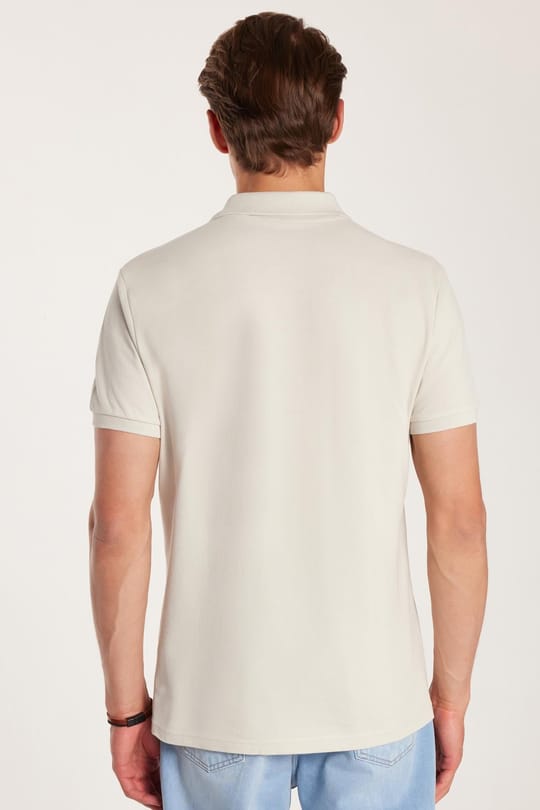 Erkek Slim Fit Dar Kesim %100 Pamuk Gri Polo Yaka Tişört