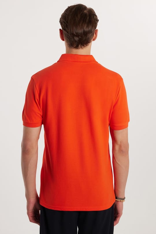 Erkek Slim Fit Dar Kesim %100 Pamuk Mercan Polo Yaka Tişört