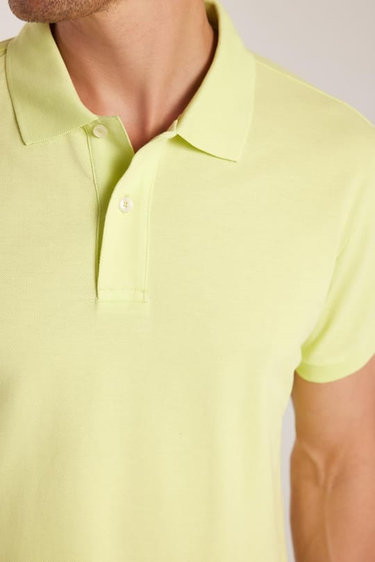 Erkek Slim Fit Dar Kesim %100 Pamuk Yeşil Polo Yaka Tişört