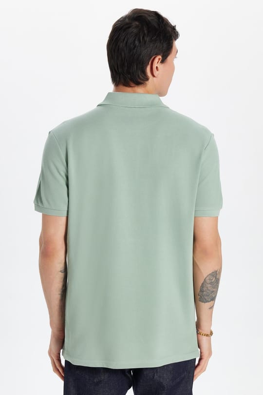 Erkek Slim Fit Dar Kesim %100 Pamuk Yeşil Polo Yaka Tişört