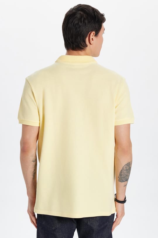 Erkek Slim Fit Dar Kesim %100 Pamuk Sarı Polo Yaka Tişört