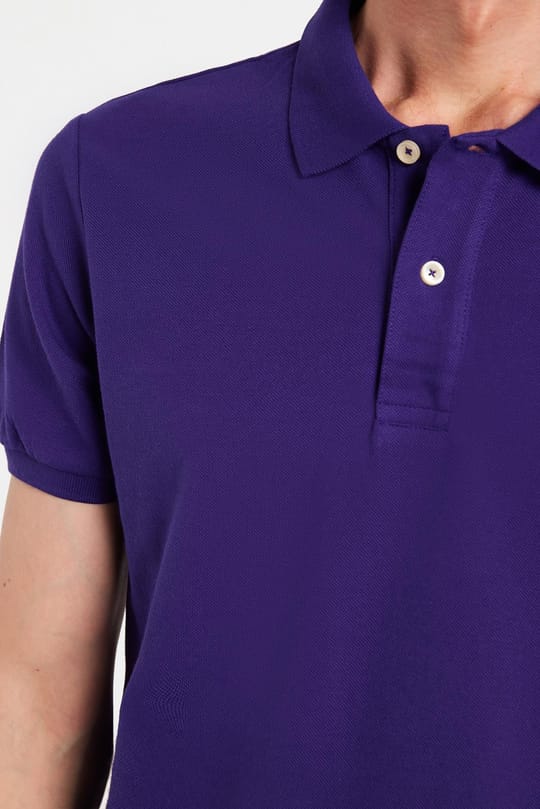 Erkek Slim Fit Dar Kesim %100 Pamuk Mor Polo Yaka Tişört