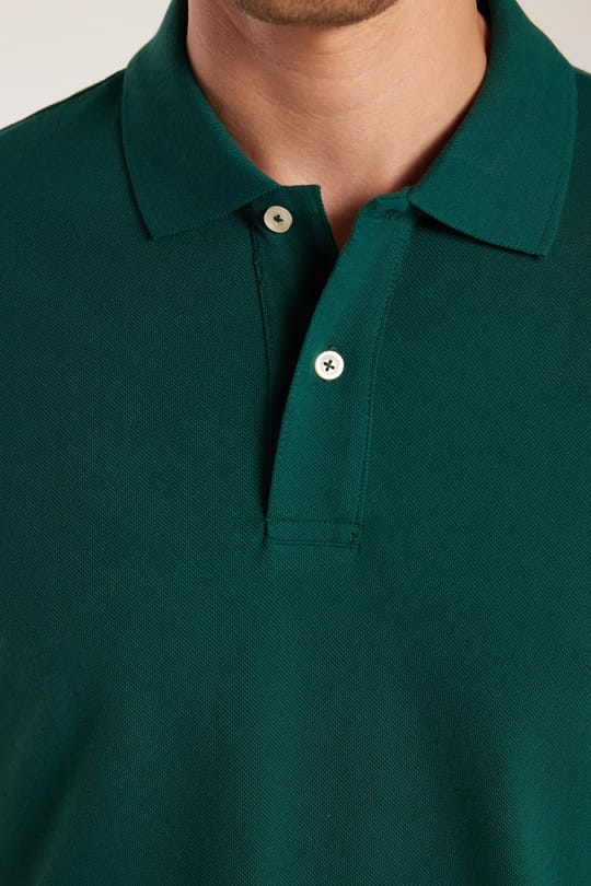 Erkek Slim Fit Dar Kesim %100 Pamuk Yeşil Polo Yaka Tişört
