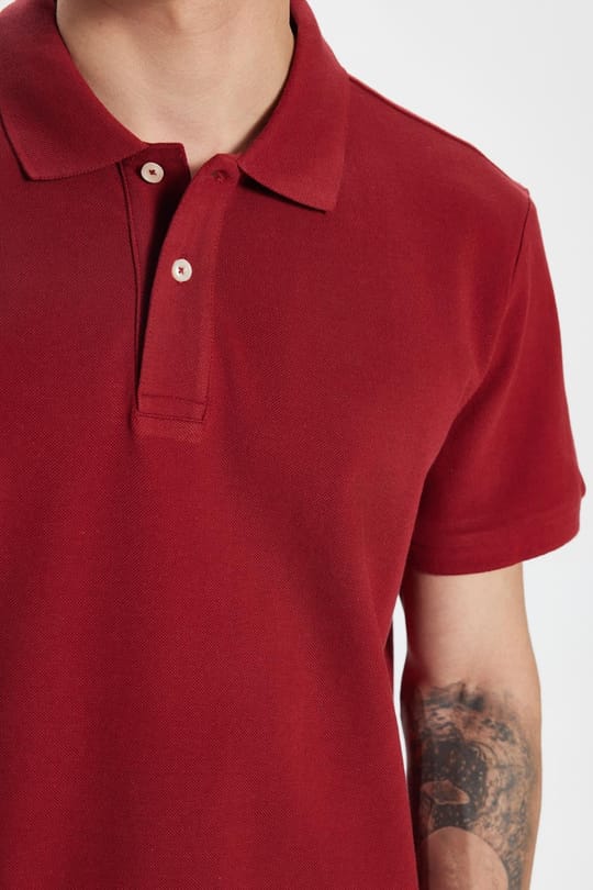 Erkek Slim Fit Dar Kesim %100 Pamuk Bordo Polo Yaka Tişört